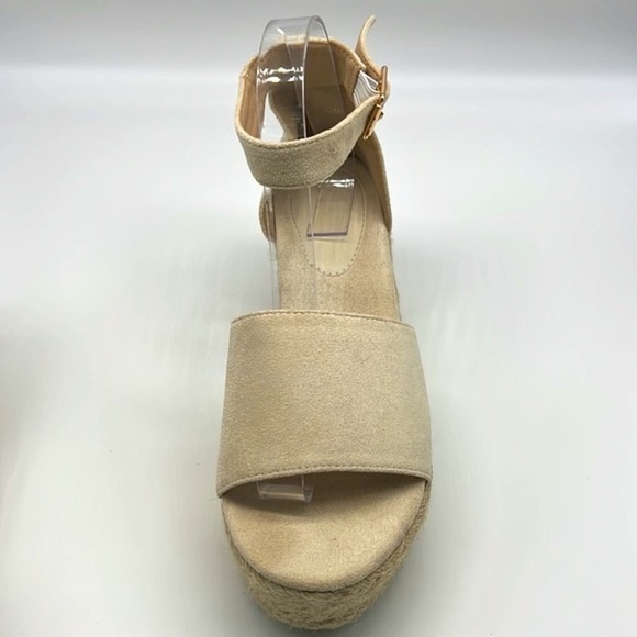 Platform - Soft Beige Ankle Strap Open Toe Espadrille Wedge Sandals Size 39 - Picture 10 of 15